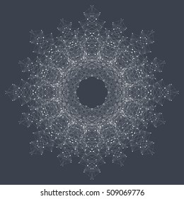 Fractal element with compounds lines and dots. Big data complex. Graphic abstract background communication. Minimal array. Digital data visualization. Dynamic motion vector illustration