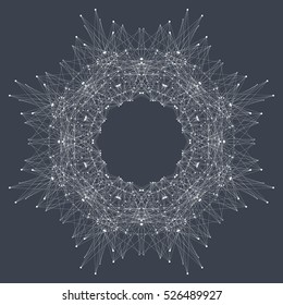 Fractal element with compounds lines and dots. Big data complex. Graphic abstract background communication. Minimal array Big data. Digital data visualization. Lines plexus. Vector illustration
