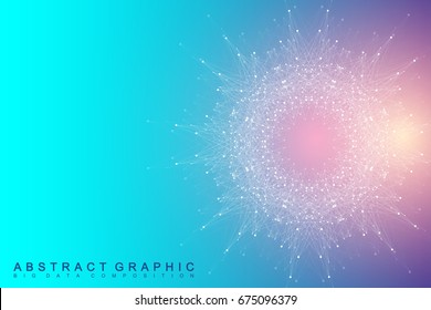 Fractal element with compounds lines and dots. Big data complex. Graphic abstract background communication. Minimal array Big data. Digital data visualization. Vector illustration