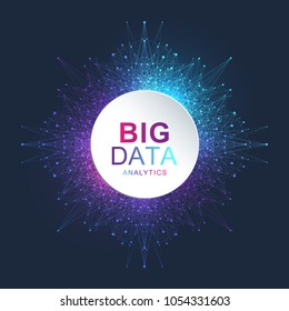 Fractal element with connected line and dots. Virtual background communication or particle compounds. Global network connection. Digital data visualization. Vector illustration