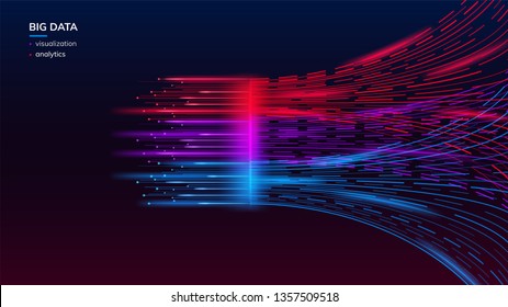 Fractal elements with lines for big data analysis visualization. Complex bigdata connection or abstract futuristic technology. Information connection wallpaper. Data array visual concept. Analyze