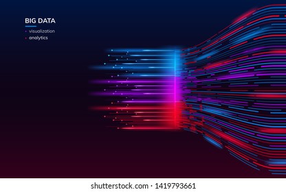 Fractal-Elemente mit Linien für die Visualisierung von Big-Data-Analysen. Komplexe Datenverbindung oder abstrakte futuristische Technologie. Bildschirmhintergrund für den Informationsanschluss. Visuelles Datenarray-Konzept. Analysieren