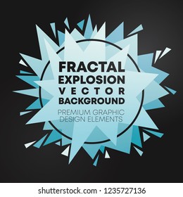 Fractal emplosion banner with elegant black frame. Dynamic promotional graphic template. Perfect for banners, covers, posters as a part of website and so on.