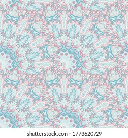 Fractal floral seamless pattern. Islamic ethnic vector composition. Weave bohemian medallion flower seamless ornament. Summer swimwear print.