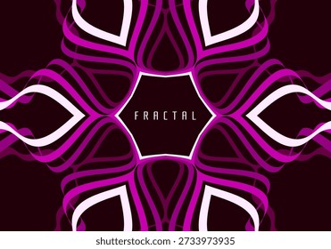Eine fraktale Blume mit gekrümmten farbigen Linien. Schichteffekt. Geometrisches Muster. Kopiert Speicherplatz. Vektorgrafik für Broschüre, Planer, Tagebuch, Notizbuch oder Notizblock.