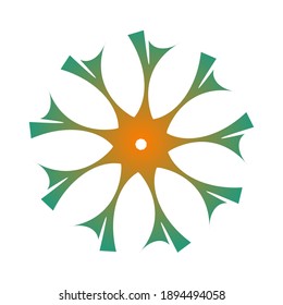 Círculo de forma de flor fractal envuelto en gradiente amarillo verde