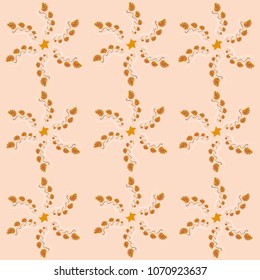 Fractal flowers on peach background, vector image