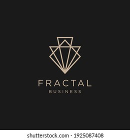 Fractal, Geometric Diamond Abstract Luxury Gem Logo Design Vector Template For Jewelry Business, Clothing Brand, Abstract Geometric Tattoo 