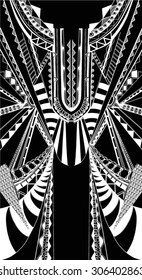 Fractal geometric print,free hand drawn in vector
