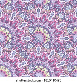 Fractal geometric seamless pattern. Turkish folk vector graphic design. Tangle arabesque kaleidoscope flower seamless ornament. Wrapping paper print.