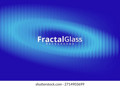 Design de vidro fractal com gradiente azul e texto branco no plano de fundo azul escuro