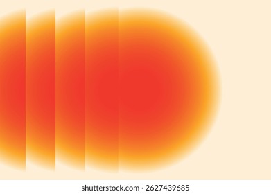 Fractal glass effect. Orange circle on light background. Vector