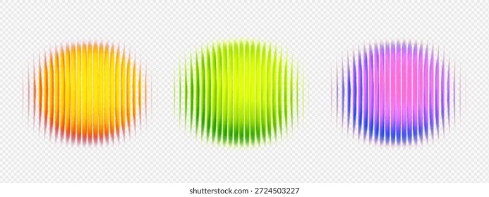 Fraktaler Gradientenblob mit Glaskreis grün und gelb violett png. Neon y2k Blase mit digitalem Fluss kreisförmig und tief Korn modern. Runde Stelle Fraktal mit Regenbogen gesetzt Glas und hell.