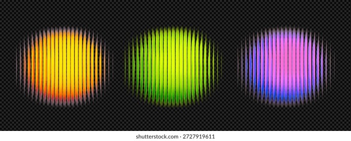 Blob de gradiente de Fractal para vidrio Circle PNG verde y amarillo púrpura. Bola de neón cromática para iridiscente profundo y2k y concepto de puesta de sol dorado. Fractal blanco aislado para el grano suave de cristal.