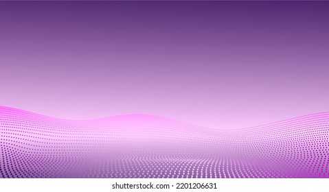 Fractal Grid Wave Space Landscape Purple Pink White Gradient Backgrand For Web