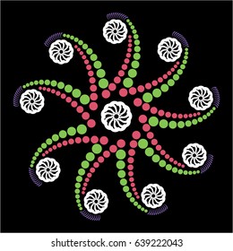 Fractal multicolored pattern green , pink and purple