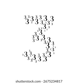 Fractal Number 3 Typographic Design Element