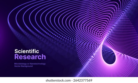 Fractal Particle Flow Visualization Science Research Background. Abstract 3D Particle Surface Graph Concept. Vector Illustration for Physics, Math, Science, AI, and Futuristic Tech Forum.