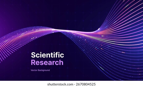 Fractal Particle Flow Visualization Science Research Background. Abstract 3D Particle Surface Graph Concept. Vector Illustration for Physics, Math, Science, AI, and Futuristic Data Networks.
