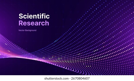 Fractal Particle Flow Visualization Science Research Background. Abstract 3D Particle Surface Graph Concept. Vector Illustration for Physics, Math, Science, AI, and Futuristic Data Networks.