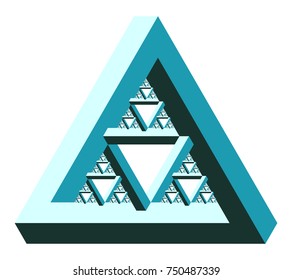 Fractal Penrose Triangle - Impossible Optical Illusion - Vector Illustration