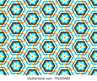 Fractal seamless vector assembled from hexagons bright colours
