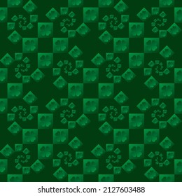 Fractal Squeares Pythagorean Tree Seamless Vector Pattern in St. Patricks Day Colors. 