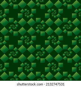 Fractal Squeares Pythagorean Tree Seamless Vector Pattern in St. Patricks Day Colors. 