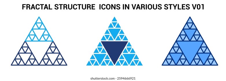 Fractal Structure icon represented by triangles Fractal Structure symbol Blue, Dualline, Dualtone style.