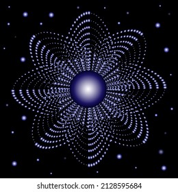 Fractal and symbol like a star with Dotted Spiral Vortex background for pop art comic from halftone dots
