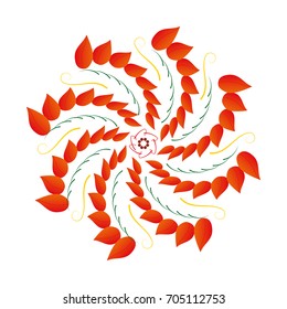 Fractal with yellowed leaves.