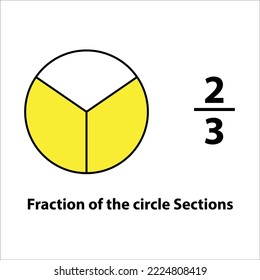 Fraction of the circle section 2 by 3. on white background