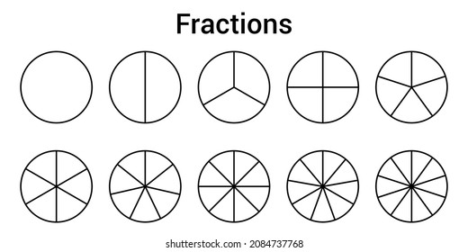 Fraction circles. Fraction pie divided into slices