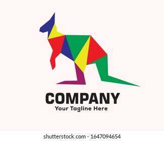 Fraction colors kangaroo logo design inspiration