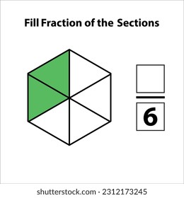Fraction of the divided into slices. Fractions for Vector flat outline icon. isolated on white background. illustration. Fill fractions of the shapes 2 by 6 vector images