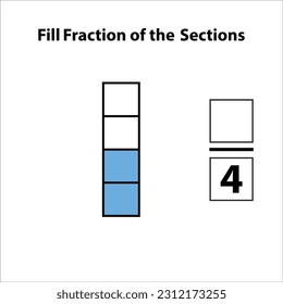 Fraction of the divided into slices. Fractions for Vector flat outline icon. isolated on white background. illustration. Fill fractions of the shapes 2 by 4 vector images