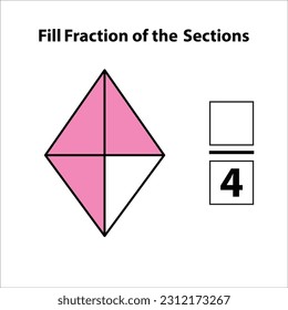 Fraction of the divided into slices. Fractions for Vector flat outline icon. isolated on white background. illustration. Fill fractions of the shapes 3 by 4 vector images