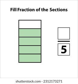 Fraction of the divided into slices. Fractions for Vector flat outline icon. isolated on white background. illustration. Fill fractions of the shapes 4 by 5 vector images