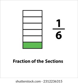 Fraction of the divided into slices. Fractions for Vector flat outline icon. isolated on white background. illustration. fractions of the shapes 1 by 6 vector images