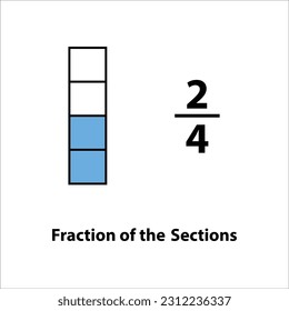Fraction of the divided into slices. Fractions for Vector flat outline icon. isolated on white background. illustration. fractions of the shapes 2 by 4 vector images