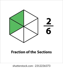Fraction of the divided into slices. Fractions for Vector flat outline icon. isolated on white background. illustration. fractions of the shapes 2 by 6 vector images