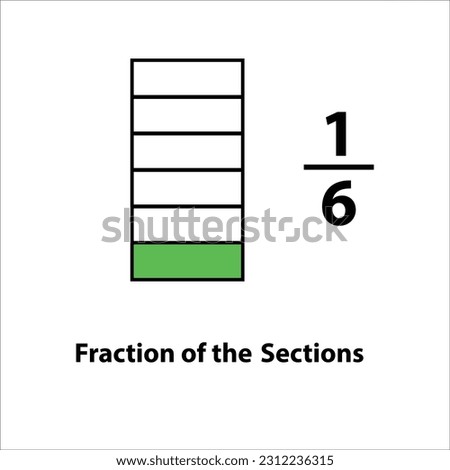 Fraction of the divided into slices. Fractions for Vector flat outline icon. isolated on white background. illustration. fractions of the shapes 1 by 6 vector images