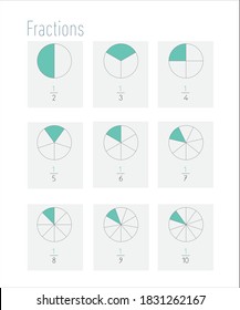 fraction for education. Fraction mathematics Fraction Calculator Simplifying Fractions on white background vector illustration.