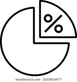 Bruch-Symbol.  prägnantes Format. Prozentsymbol. Zeichen für die Marktanteilsanalyse. Proportionalsymbol
