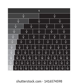 Fraction mathematics Fraction Calculator Simplifying Fractions on white background  vector illustration
