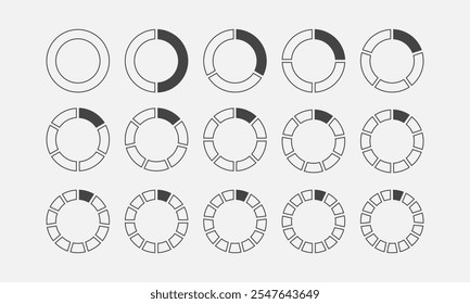 Fraction pie chart. Inforgraphic element. Vector illustration
