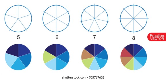 Fraction Pie clip art  for education on white background vector
