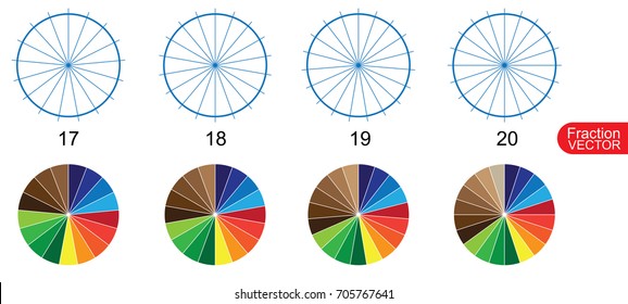 Fraction Pie clip art  for education on white background vector
