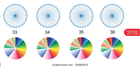 Fraction Pie clip art  for education on white background vector
