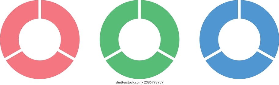 Fraction pie divided into one-third. Pie chart. Mathematics resources for teachers and students.